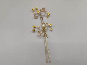 Elegant Gold Hair Pin With Crystal Beads For Weddings, 8 of 9