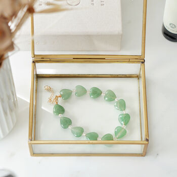 Green Aventurine Love Heart Crystal Anklet Bracelet, 4 of 5