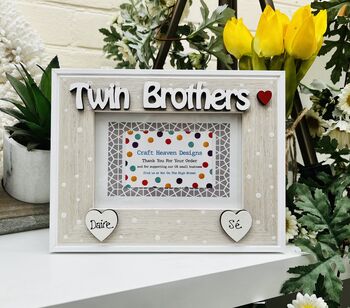 Personalised Twin Sisters Brothers Photo Frame Birthday, 2 of 4