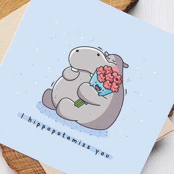 Cute Hippo Miss You Card, 5 of 10