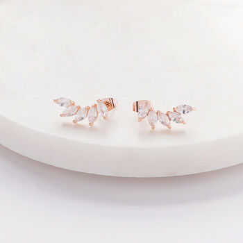 Rose Gold Colour Angel Wings Crystal Climber Earrings, 3 of 3