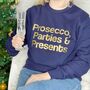 Prosecco, Parties And Presents Christmas Jumper, thumbnail 1 of 2