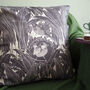 Birds And Aspidistra Block Printed Large Cushion, thumbnail 1 of 6