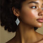 Blue And Cream Diamond Shaped Earrings, thumbnail 2 of 6