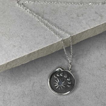 Sterling Silver Moon Phases Snake Necklace, 5 of 12