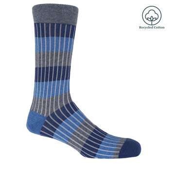 Chord Blue And Recycled Ribbed Grey Men's Socks Bundle, 3 of 5
