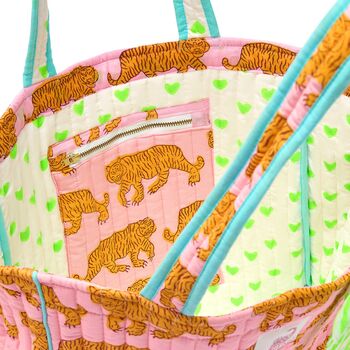 Quilted Tote Bag | Pink Tiger, 3 of 4