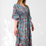 Bright Blue And Pink Floral 100% Cotton Kaftan, thumbnail 2 of 7