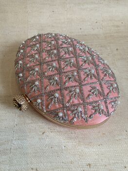 Salmon Pink Oval Pearl Clutch Bag, 7 of 10