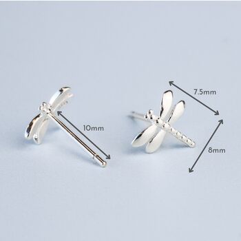 Sterling Silver Dainty Dragonfly Stud Earrings, 5 of 5
