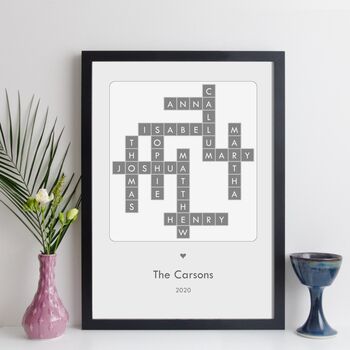 Personalised Family Names Contemporary Crossword Print, 2 of 11