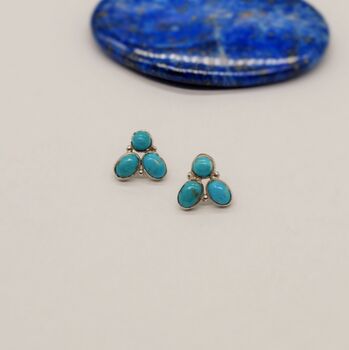 Turquoise Silver Stud Earrings Set: December Birthstone, 4 of 4