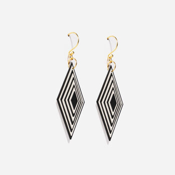 Black And Pearlescent White Diamond Shaped Earrings, 4 of 6