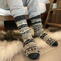 Fair Trade Fair Isle Wool Unisex Slipper Socks, thumbnail 10 of 12
