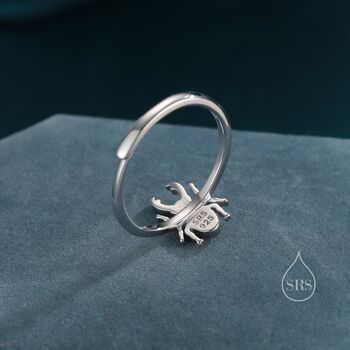 Sterling Silver Tiny Stag Beetle Ring, 5 of 12