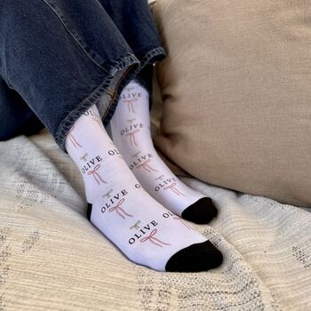 Personalised Simple Bow And Name Socks, 6 of 7