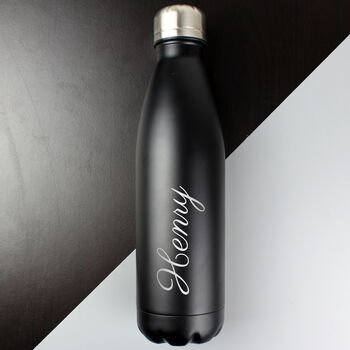 Personalised Black Metal Insulated Drinks Bottle Flask, 5 of 6