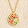 Enamel Birth Flower Outline Pendant Necklace In Gold, thumbnail 4 of 11