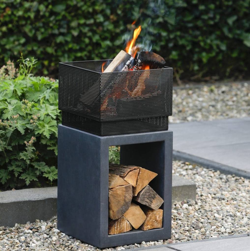Fire Pit With Log Storage By Blackdown Lifestyle