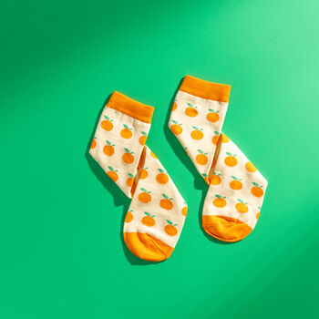 Orange Pattern Egyptian Cotton Men's Socks, 4 of 5