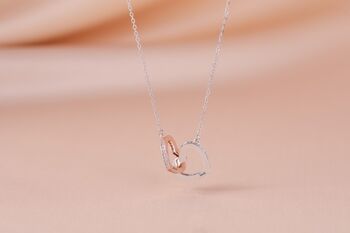 Double Hearts Interlock Necklace Mother And Daughter Card, 2 of 7
