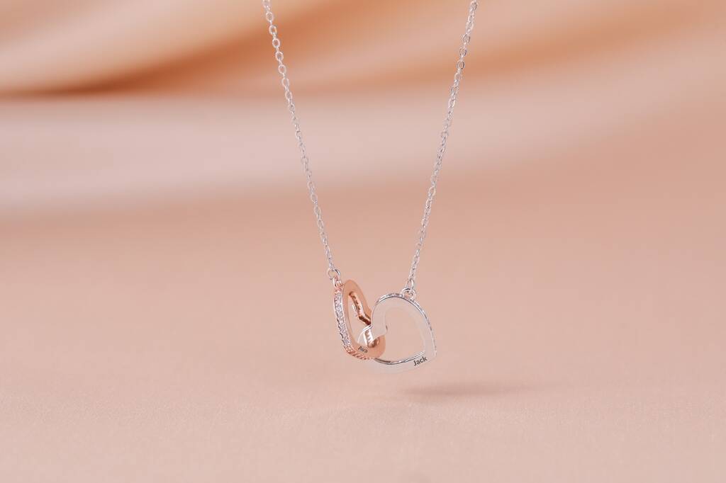 Double Hearts Interlock Necklace Mother And Daughter Card By baby