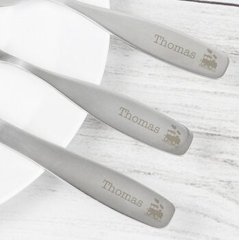 Personalised Three Piece Train Cutlery Set, 2 of 3
