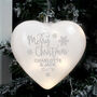Personalised Merry Christmas LED Glass Heart Christmas Bauble, thumbnail 2 of 4