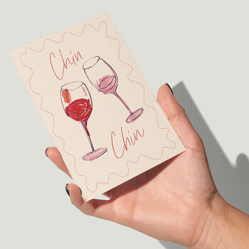 Chin Chin Card | Celebration Card | Wine Glass Cheers, 2 of 4