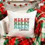 Merry, Merry, Merry Christmas Modern Cushion Cover, thumbnail 1 of 2