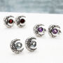 Silver Moon Crescent Earrings With Gemstone, thumbnail 2 of 6