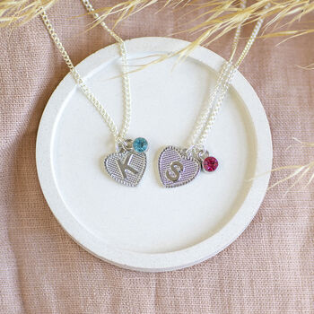 Child's Initial Heart And Birthstone Necklace, 8 of 12