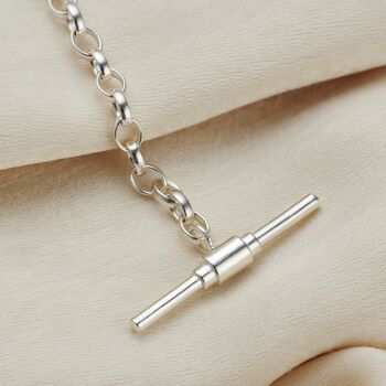 Chunky Belcher Chain T Bar Lariat Necklace, 3 of 9