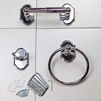 Three Piece Ceramic Chrome Bathroom Accessories Set, 8 of 8