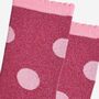 Women's Glitter Socks Berry Pink Large Polka Dots, thumbnail 3 of 5