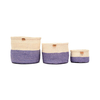Jadala: Lavender Colour Block Woven Basket, 2 of 9