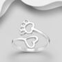 Sterling Silver Paw And Heart Ring, thumbnail 1 of 3