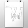 Wedding Line Drawing Hands Together Print, thumbnail 7 of 8