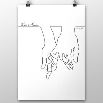 Wedding Line Drawing Hands Together Print, 7 of 8