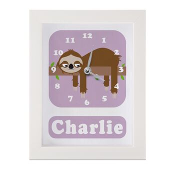 Personalised Children's Sloth Clock, 7 of 9