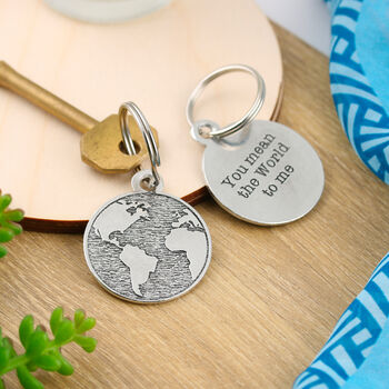 World To Me World Map Ds Round Pewter Keyring, 5 of 6