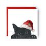 Cute Kitten Red Hat Christmas Card, thumbnail 1 of 6