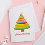 Colourful Christmas Tree Design Christmas Card, thumbnail 1 of 2