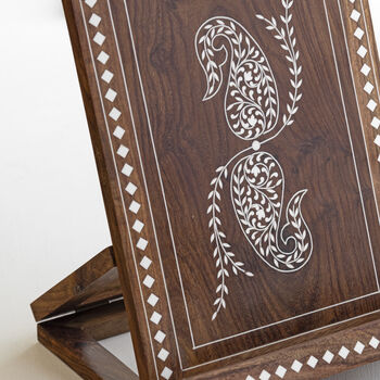 Hambleden Elegant Wood Inlay Stand For iPad And Cookbook, 6 of 8