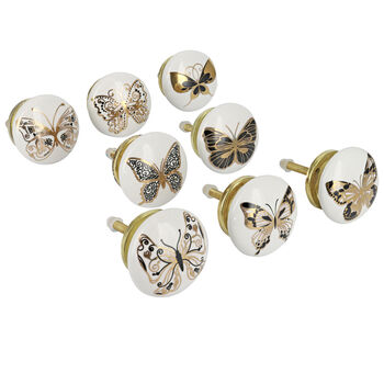 G Decor Set Of Eight Gold Butterfly Ceramic Door Knobs, 2 of 4