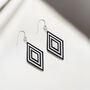 Black And Cream Rhombus Eco Earrings, thumbnail 4 of 6