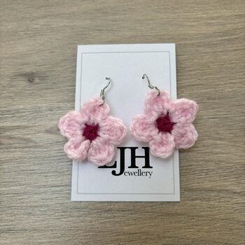 Handmade Crochet Cherry Blossom Earrings, 8 of 8