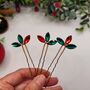 Christmas Red And Green Crystal Hair Pin Set Of Three, thumbnail 12 of 12