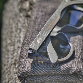Boatmans Recycled Denim Frame And Grey Lens Sunglasses, 5 of 7