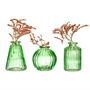 Set Of Three Green Glass Bud Vase Birthday Gift, thumbnail 3 of 4